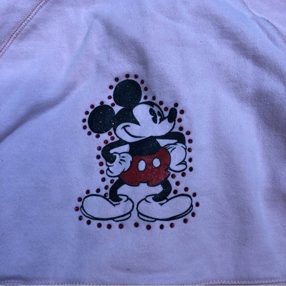Walt Disney World Pink Hooded Sweatshirt Small Kids Pink Mickey Mouse Jeweled - Picture 5 of 7